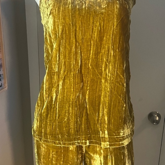 NWT Paparazzi Biz gold velvet pant suit blouse and pants - Picture 8 of 15